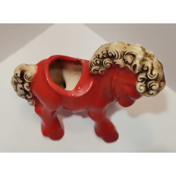 Vintage Shawnee Pottery Red Pony w/Curly Mane/Tail Planter 8" Tall by 9.5" Long - Picture 2 of 14